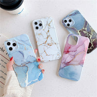Four-corner anti-shattering gold marble mobile phone case