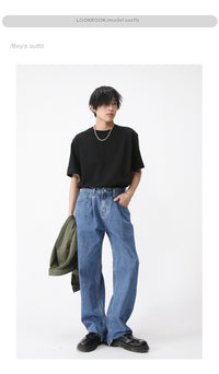 Retro Casual Irregular Slit Simple Jeans