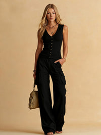 Womens Loose-fitting Pants And Top Set