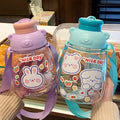 Rabbit Series Straw Children Student Cute Strap Water Bottle