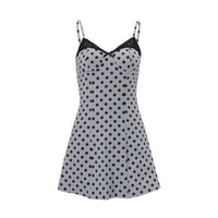 Womens Polka-Dot Elegant Waist-Cinching Slip Dress