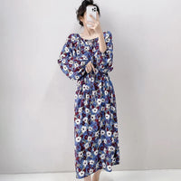 High-end Sleepwear Spring Autumn Round-neck Long Dress