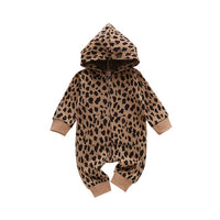Baby's Brown Leopard Chest Zipper Jumpsuit
