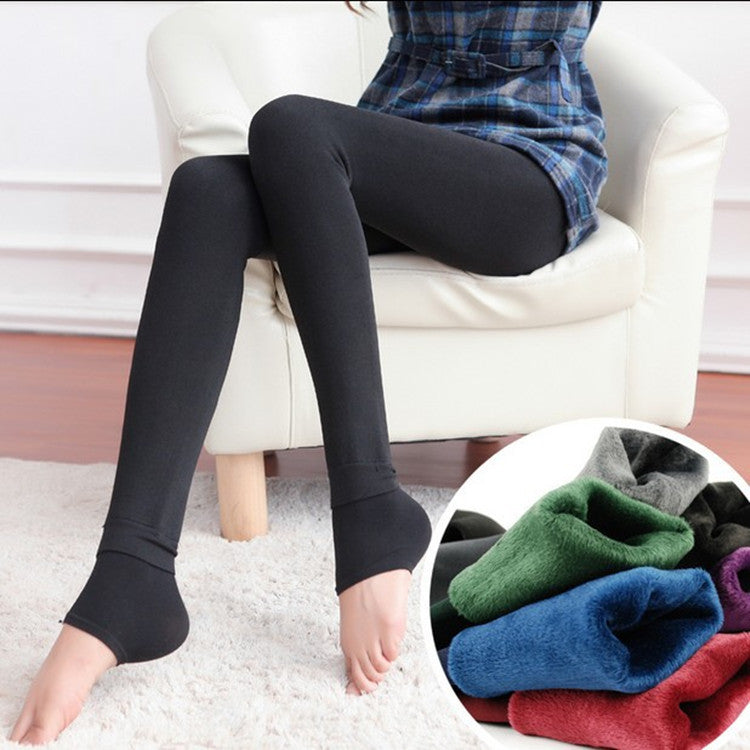 Step-on Single-layer Fleece-lined Thick Leggings Korean Style Plus Size Thermal Pants Women