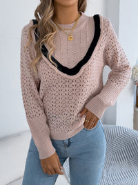 Women Ruffled Long Sleeve Pullover Sweater