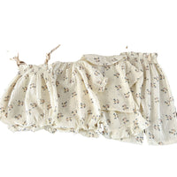 Summer Cotton Floral Sling Romper  Short Sleeve Top