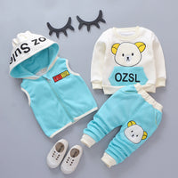 Three-piece cartoon bear with velvet thickening
