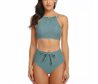 Striped two-piece swimsuit
