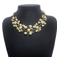 Two-Piece Set Of Pearl Four-Leaf Clover Necklace Jewelry Accessories Earrings