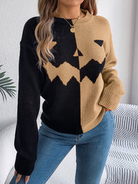 Ghost Pumpkin Contrast Color Long Sleeves Pullover