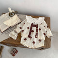 Knitted Cotton Sweater Mushroom Jacquard Coat Romper Two-piece Set