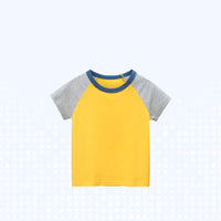Contrast Sleeve Solid Color Patternless Baby Clothes