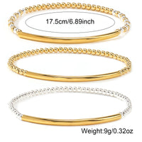 Metal Bead Bracelet With Contrasting Color Patchwork