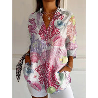 Womens Trendy Long-sleeve Printed Maxi Shirt