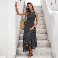 Retro Sleeveless Backless Polka Dot Dress