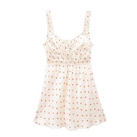 Summer Printed Silk-Satin Bow-Embellished Slip Dress
