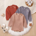Solid Color Long Sleeve One-piece Sweater Keep Baby Warm Romper Romper
