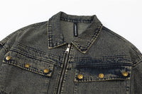 Punk High Street Design Sense Niche Tooling Denim Jacket Autumn