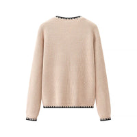 Women's Design Color Matching Button Knitted Long Sleeve Sweater Coat