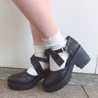 Sweet Bow Non-slip Thick-soled Thick-heeled High-heeled Women's Single Shoes