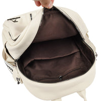 Geometric Patchwork Genuine Leather Exquisite Student Kangaroo Backpack