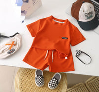 Children's Casual Suit Loose Casual Men's And Women's Short-sleeved Children's Waffle