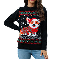 Dog Pattern Jacquard Pullover For Women