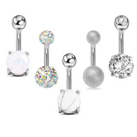 Nail zircon belly button ring set combination