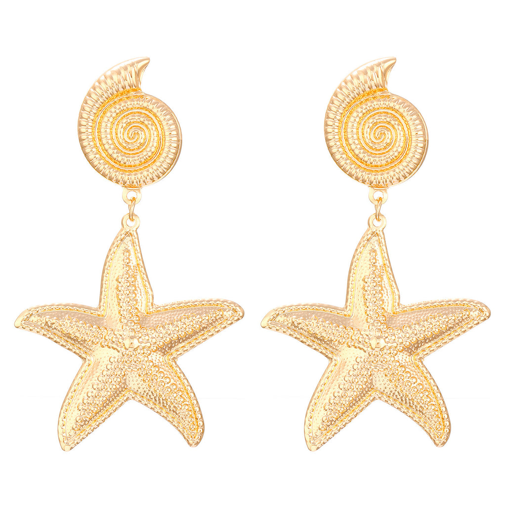 High-grade Vintage Graceful And Fashionable Jewelry Shell Conch Starfish Earrings