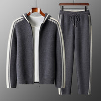 Men's Cardigan Hooded Color Matching Suit