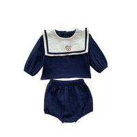 Academy Style Long Sleeved Set Baby Navy Collar Top