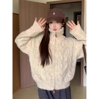 Women's Turtleneck Twist Zipper Cardigan Sweater