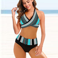 European And American Ladies Split Bikini Striped Tie-dye Hollow Bikini Swimsuit