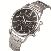 Fashion Simple Fake Three-eye Steel Belt Quartz Watch