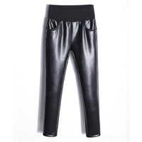 Matte Leather Pants Women's Fleece-lined Thickened