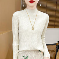 Knitted Jacquard Long-sleeved Sweater For Women As Base Layer