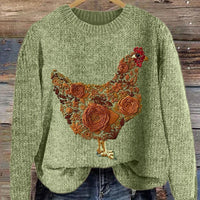 Womens Crew-neck Top With Animal Print