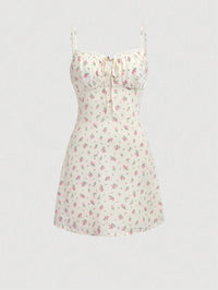 Womens Body Enhancing Lace Floral Slip Dress