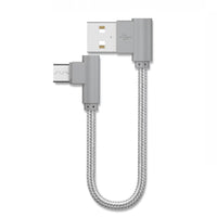Double Elbow Braided Data Cable Micro Usb Android Mobile Phone Universal V8 Right Angle 90 Degree Charging Short Cable 20cm