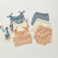 Hollowed-out Knit Suspenders Set Jacquard Bind