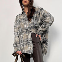 Retro Loose Brushed Plaid Shirt