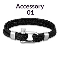 Stainless Steel Horseshoe Buckle Trendy Multi-layer Braided Leather Bracelet