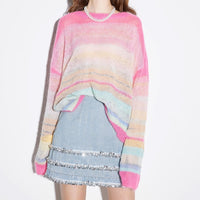 Mohair Autumn 11-color Mixed Woven Rainbow Bar Top