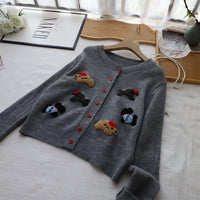 Korean Style Women's Round Neck Cartoon Sweater