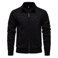 Men's Knitted Shirt With Stand Collar Zippered Cardigan Sweater