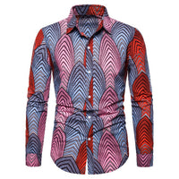 Men's Long-sleeved Shirt Ethnic Print Slim Fit