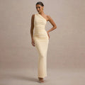 New Solid-color Ruched Off-shoulder Elegant Dress