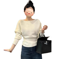 Gentle Little Fragrance Batwing Sleeve Black Knitwear