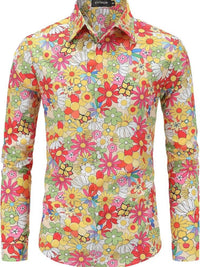 Men's Button Floral Retro Long-sleeved Shirt