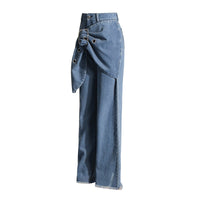 Casual Style Wide-leg Pants New Patchwork Belt